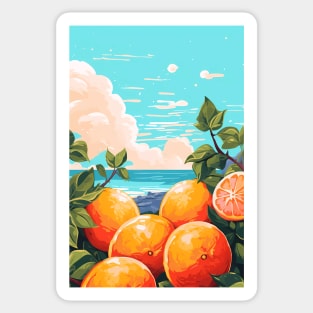 Oranges and Ocean Waves Sticker